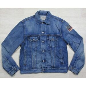 Polo Ralph Lauren Denim Jean Trucker Jacket Men's (M) American Flag